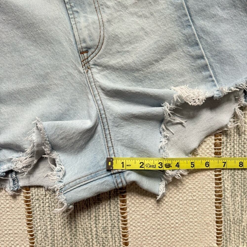 Abercrombie & Fitch Curve Love The Cut Off Light Blue Wash High Rise Shorts 34 - Picture 6 of 8